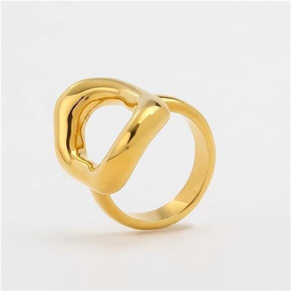 ✨ Chunky Statement Ring | Stainless Steel | Irregular Thick Gold Band - Picture 3 of 3